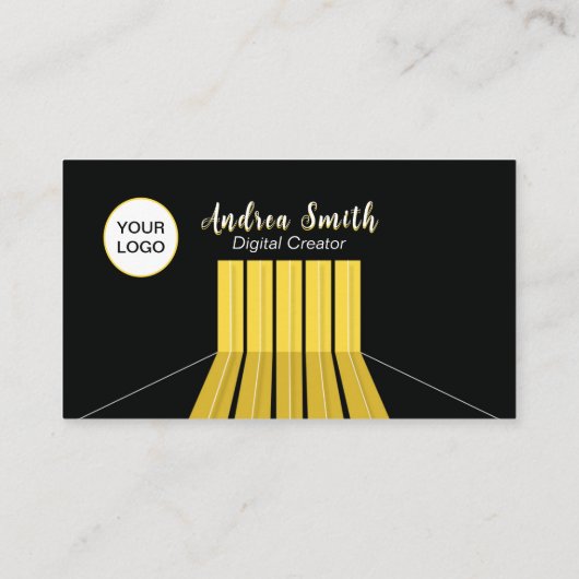 黒モダン黄ソーシャルメディアのアイコンのミニマル化 名刺 (裏面)