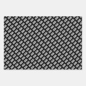 黒モダン黄タイポグラフィ70誕生日 ラッピングペーパーシート (正面3)