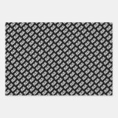 黒モダン黄タイポグラフィ80誕生日 ラッピングペーパーシート (正面3)