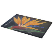 黒モダン黄フローラ鳥類パラダイスネーム カッティングボード (角)