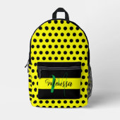 黒モダン黄色 – イニシャル名モノグラム プリントバックパック (正面)