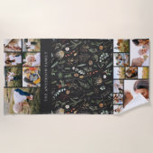 黒モダン17エレガント枚の植物性パンパスベア ビーチタオル (正面)