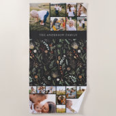 黒モダン17エレガント枚の植物性パンパスベア ビーチタオル (正面)