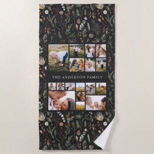 黒モダン17エレガント枚の植物性パンパ ビーチタオル