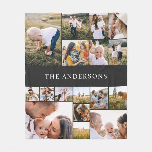 黒モダン17エレガント枚パーソナライズされたモダン フリースブランケット (正面)