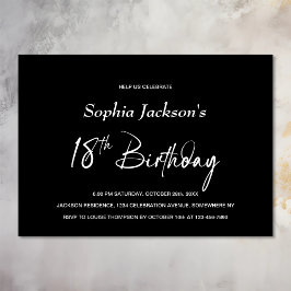 黒モダン18th誕生日パーティー 招待状