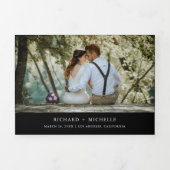 黒モダン3ミニマル in 1 Photo Collage 結婚's 三つ折り招待状 (カバー)