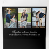 黒モダン3ミニマル in 1 Photo Collage 結婚's 三つ折り招待状 (内部最初)