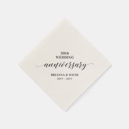 黒モダン30周年結婚パーティーナプキン スタンダードカクテルナプキン (角)