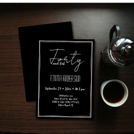 黒モダン40ミニマル歳の誕生日 招待状