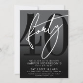 黒モダン40歳の誕生日パーティの招待状 招待状 (正面)