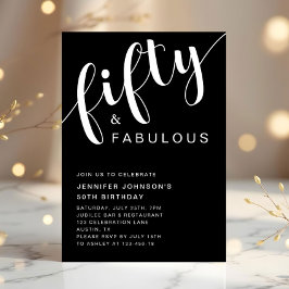 黒モダン50と素晴らしい50誕生日 招待状