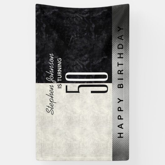 黒モダン50th誕生日パーティー 横断幕 (縦)