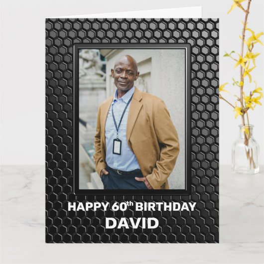 黒モダン60誕生日 カード (黄色い花)