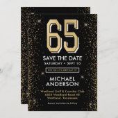 黒モダン65誕生日 セーブザデート (正面/裏面)