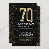 黒モダン70誕生日 セーブザデート (正面/裏面)