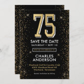 黒モダン75誕生日 セーブザデート (正面/裏面)