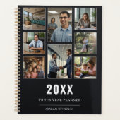 黒モダン8エレガント枚のコラージュテンプレート名 プランナー手帳 (正面)