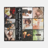 黒モダン9 Photo Collage for Grandpa フリースブランケット (正面(横))