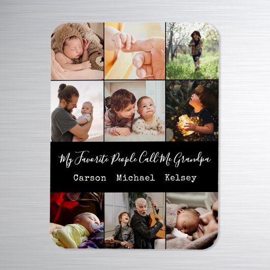 黒モダン9 Photo Collage for Grandpa マグネット