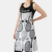 黒モダン&グレーテニスプレーヤーコーチパパ名 エプロン (インサイチュ)