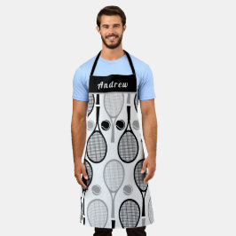 黒モダン&グレーテニスプレーヤーコーチパパ名 エプロン