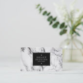 黒モダン&グレー大理石ジュエリーデザイナー 名刺 (スタンド正面)