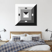 黒モダン、グレー、白の幾何学的抽象芸術アート キャンバスプリント (インサイチュ (寝室))