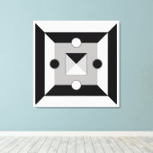 黒モダン、グレー、白の幾何学的抽象芸術アート キャンバスプリント (インサイチュ (ウッドフロア))