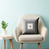 黒モダン、グレー、白の幾何学的抽象芸術アート クッション (椅子)