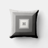 黒モダン、グレー、白の幾何学的抽象芸術アート クッション (正面)