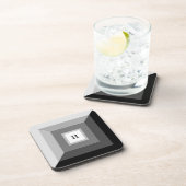 黒モダン、グレー、白の幾何学的抽象芸術アート コースター (右側)