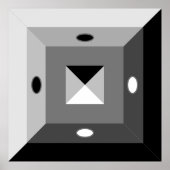 黒モダン、グレー、白の幾何学的抽象芸術アート ポスター (正面)