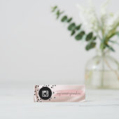 黒モダン、ドット、シルバーインスタグラム、ブラシストローク スキニー名刺 (スタンド正面)