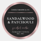 黒モダン&バラ金ゴールドキャンドルジャーの蓋 ラウンドシール (正面)