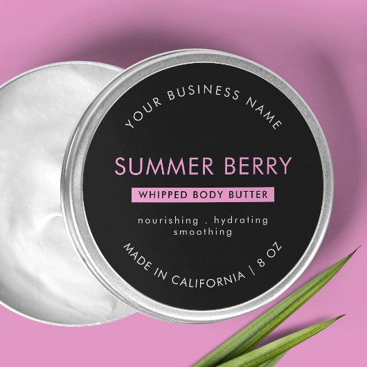 黒モダン&ピンク体バター化粧瓶のふた ラウンドシール