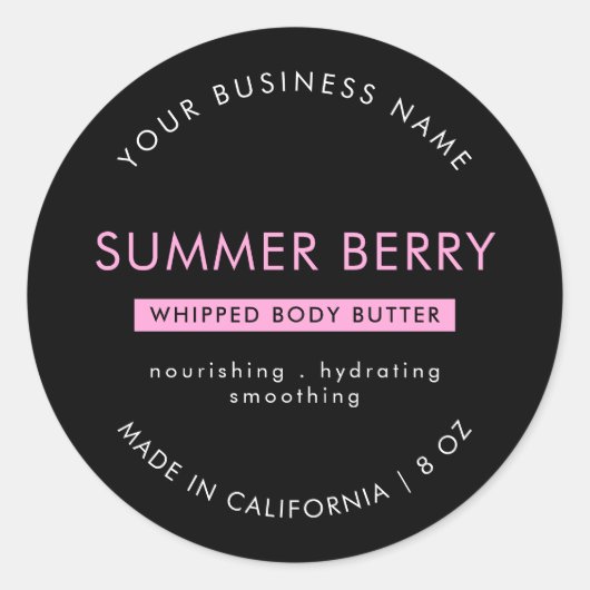 黒モダン&ピンク体バター化粧瓶のふた ラウンドシール (正面)