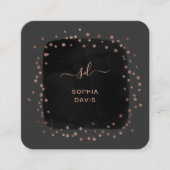 黒モダン、フェイクバラ金ゴールド点 スクエア名刺 (正面)