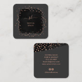 黒モダン、フェイクバラ金ゴールド点 スクエア名刺 (正面/裏面)