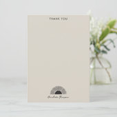 黒モダン&ベージュサンセット抽象芸術アートパターン サンキューカード (スタンド正面)