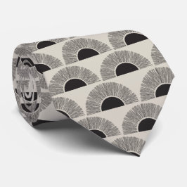 黒モダン&ベージュサンセット抽象芸術アートパターン ネクタイ
