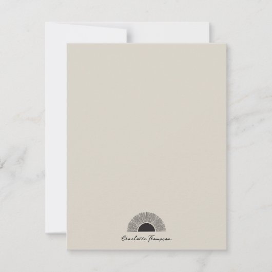 黒モダン&ベージュサンセット抽象芸術アートパターン ノートカード (正面)