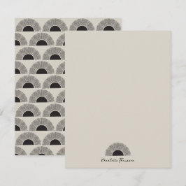 黒モダン&ベージュサンセット抽象芸術アートパターン ノートカード