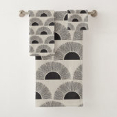 黒モダン&ベージュサンセット抽象芸術アートパターン バスタオルセット (インサイチュ)