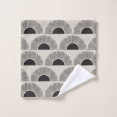 黒モダン&ベージュサンセット抽象芸術アートパターン バスタオルセット (ウォッシュタオル)