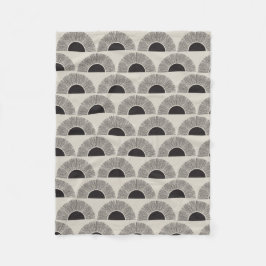 黒モダン&ベージュサンセット抽象芸術アートパターン フリースブランケット