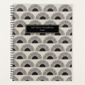 黒モダン&ベージュサンセット抽象芸術アートパターン プランナー手帳 (正面)