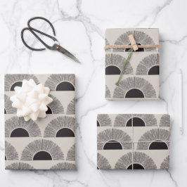 黒モダン&ベージュサンセット抽象芸術アートパターン ラッピングペーパーシート