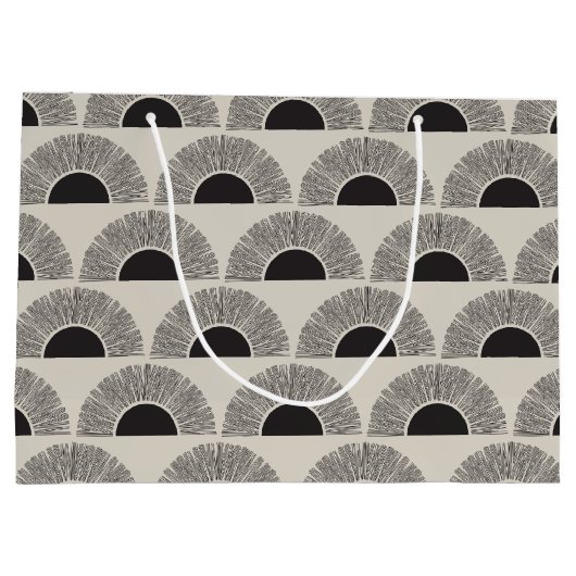 黒モダン&ベージュサンセット抽象芸術アートパターン ラージペーパーバッグ (裏面)