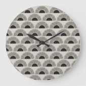 黒モダン&ベージュサンセット抽象芸術アートパターン ラージ壁時計 (正面)